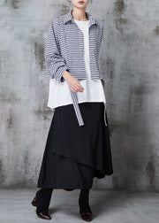 Fine Asymmetrical Patchwork Plaid Cotton Tops And Skirts Two Piece Set Outfits Spring