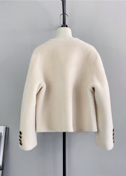 Fine Beige Pockets Heart Button Wool Coats Winter