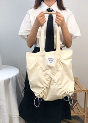Fine Beige Solid Cotton Satchel Handbag