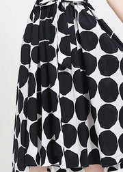 Fine Black Dot tie waist Summer Cotton Dress - SooLinen