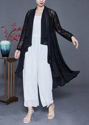 Fine Black Ruffles Patchwork Hollow Out Lace Cardigans Summer
