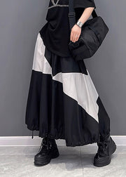 Feine schwarz-weiße Patchwork-Taschen Gummizug in der Taille Kordelzug-Röcke Sommer