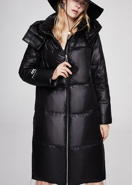 Fine Black hooded Thick Fine Winter Duck Down Puffer