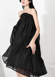 Fine Black wrinkled Patchwork Skirt Spring