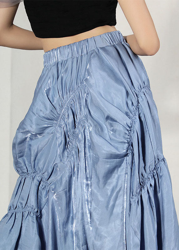 Fine Blue Asymmetrical Summer Patchwork Skirts
