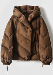 Fine Brown Hooded Oversized Duck Down Down Coats Winter