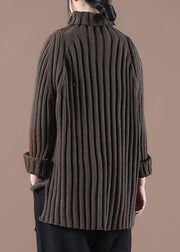 Fine Chocolate Long Sleeve Low High Fall Cozy Sweater - SooLinen
