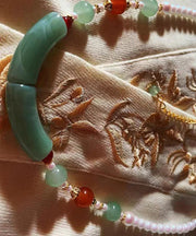 Fine Colorblock Jade Pearl Yingluo Pendant Necklace