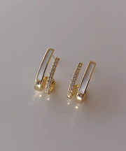 Fine Gold Copper Overgild Oil Drip Zircon Hoop Earrings