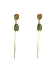 Fine Green Steling Silver Alloy Resin Tassel Drop Earrings