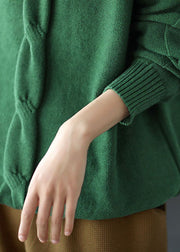 Feiner grüner Rollkragen-Pullover mit losem Strickpullover für den Winter
