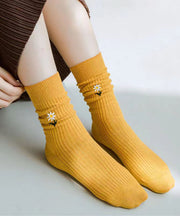 Fine Jacquard Comfy Cotton Mid Calf Socks