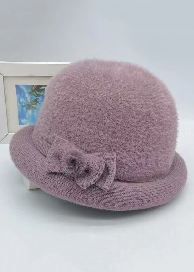 Fine Khaki Bow Knit Cloche Hat