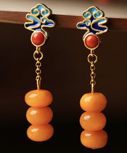 Fine Orange Sterling Silver Agate Drop Earrings