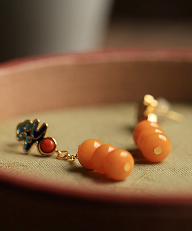 Feine orangefarbene Achat-Ohrringe aus Sterlingsilber