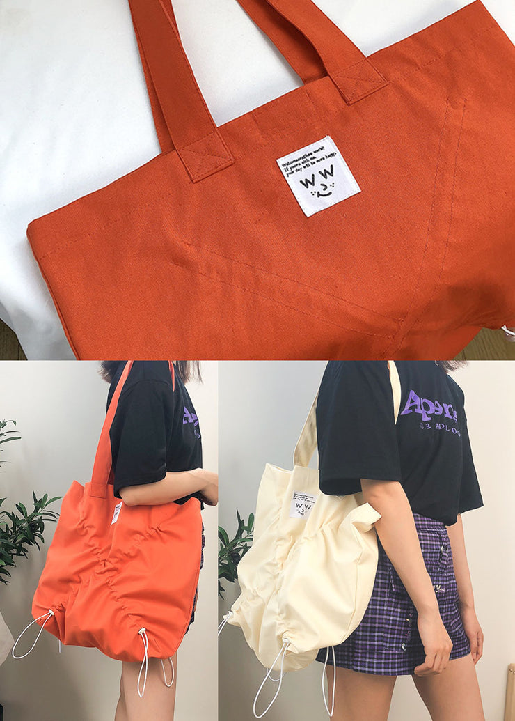 Feine orange Kordelzug-zerknitterte Baumwoll-Satchel-Handtasche