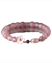 Fine Pink Alloy Crystal Floral Chain Bracelet