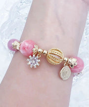 Fine Pink Alloy Strawberry Crystal Bracelet