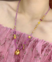 Fine Purple Ancient Gold Drip Glaze Sweater Pendant Necklace