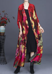 Fine Red Print asymmetrical design Long Summer Spring Dress - SooLinen