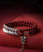 Fine Red Sterling Silver Ear Of Wheat Tassel Charm Bracelet