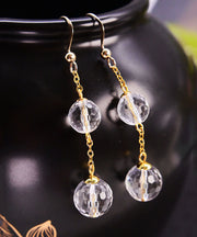 Fine White 14K Gold Crystal Drop Earrings