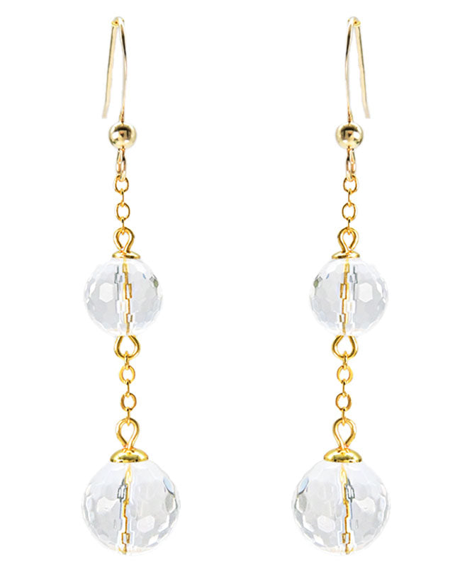 Fine White 14K Gold Crystal Drop Earrings