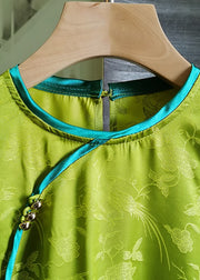 Fine Yellow O Neck Patchwork Button Silk Tops Spring