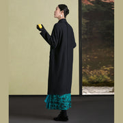 Fine black wool coat for woman plus size clothing embroidery Winter coat long sleeve woolen outwear