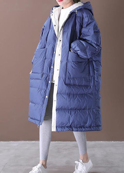 Fine blue goose Down coat plus size clothing snow jackets hooded pockets Luxury Jackets - SooLinen