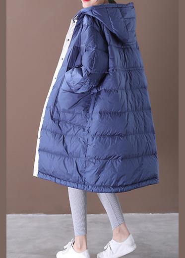 Fine blue goose Down coat plus size clothing snow jackets hooded pockets Luxury Jackets - SooLinen