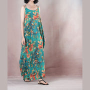 Fine blue summer maxi dress o neck Spaghetti Strap cocktail dress a line skirts floral maxi dresses