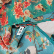 Feines blaues Sommer-Maxikleid mit O-Ausschnitt, Spaghetti-Trägern, Cocktailkleid, A-Linien-Röcke, geblümte Maxikleider