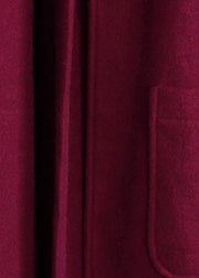 Fine burgundy Woolen Coat Women oversize Winter coat Batwing Sleeve large hem - SooLinen