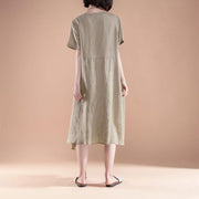 Fine cotton maxi dress plus size Short Sleeve Pockets Summer Casual Dress