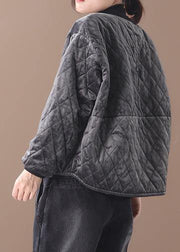 Fine gray winter outwear plus size clothing Jackets & Coats o neck thick outwear - SooLinen