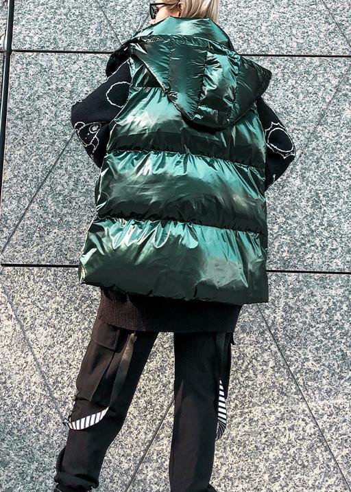 Fine green women parkas plus size winter hooded sleeveless coats - SooLinen