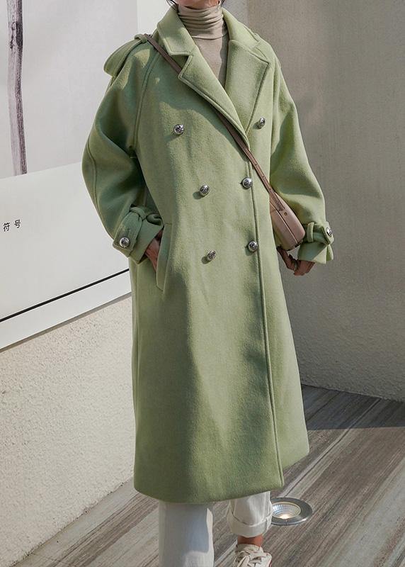 Fine plus size Winter coat back open coats green double breast wool coat  for woman
