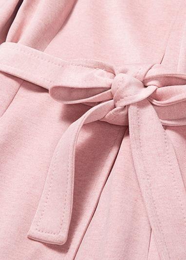 Fine plus size clothing Jackets & Coats tie waist coats pink wild woolen coats - SooLinen