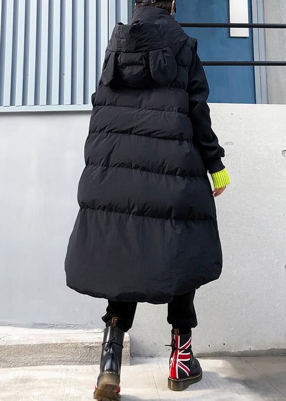 Fine plus size clothing winter jacket winter coats black hooded sleeveless Parkas for women - SooLinen