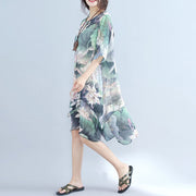 Fine prints chiffon dress plussize chiffon maxi dress boutique half sleeve asymmetric hem clothing dress