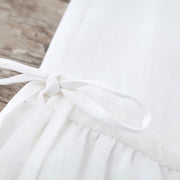 Fine white pure cotton linen dress oversize casual dress boutique Sleeveless O neck drawstring cotton linen dress