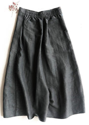 Fitted Black Asymmetrical Design Print Silk Wide Leg Crop Pants Summer