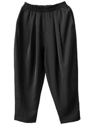 Fitted Black Casual Pockets Harem Fall Pants - SooLinen