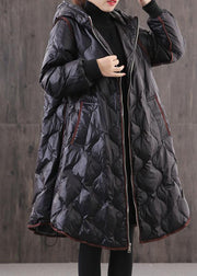 Fitted Black Hooded zippered Fine Cotton Filled Winter parkas