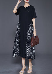 Fitted Black Oversized Patchwork Print Vacation Dresses Summer