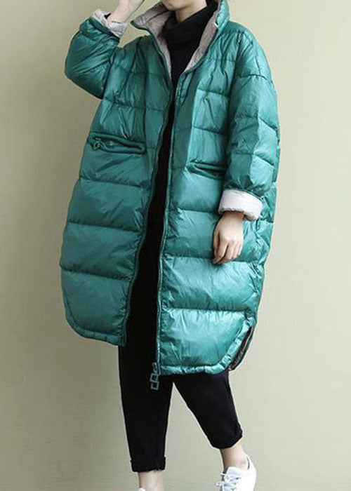 Fitted Blue Green Zip Up thick Fine Cotton Filled Parkas Winter