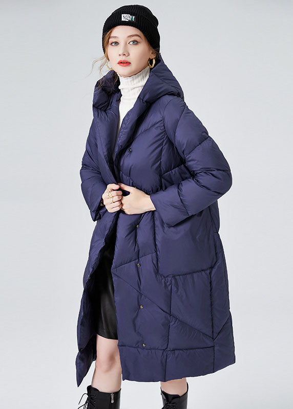Fitted Blue Hooded Pockets Thick Duck Down Canada Goose Jacket Winter