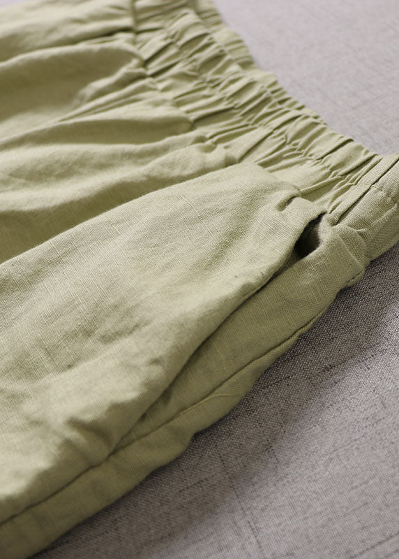 Taillierte Hotpants aus grünem, besticktem Spitzen-Patchwork Sommer