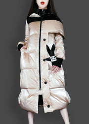 Fitted Khaki Cute hooded asymmetrical design Winter Duck Down Coats